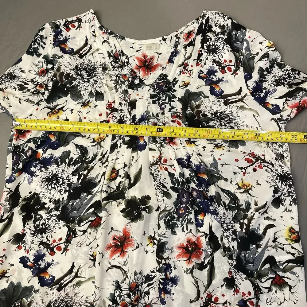 Dalia Blouse Womens 1X Floral Multicolored 3/4 Sleeve Boho Artsy Abstract - Picture 7 of 13